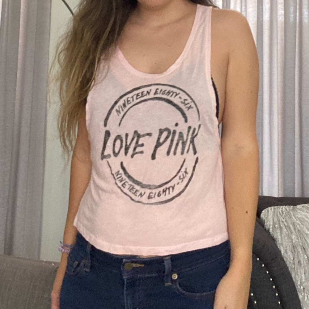 Pink Victoria Secret Light Pink Heart Back Cutout muscle tank top